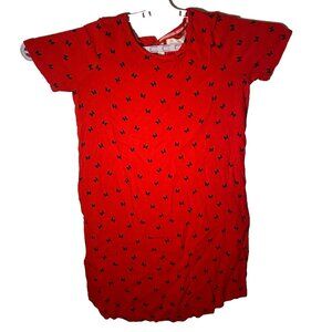 Disney Minnie Mouse Red Dress Black Bow Print Women Medium